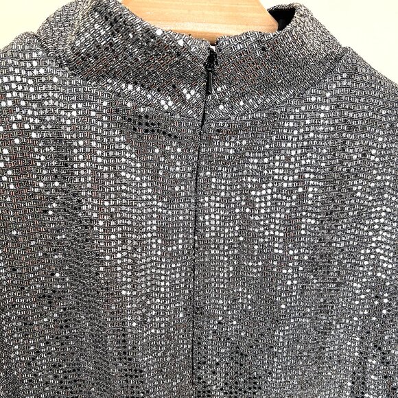 Badgley Mischka Silver Sparkly Long Sleeve Tunic - Size 12 - Picture 8 of 11